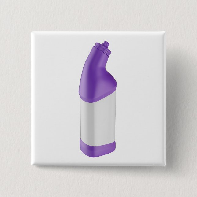 Lila Toilettenreinigungsflasche mit leerem Etikett Button (Vorderseite)
