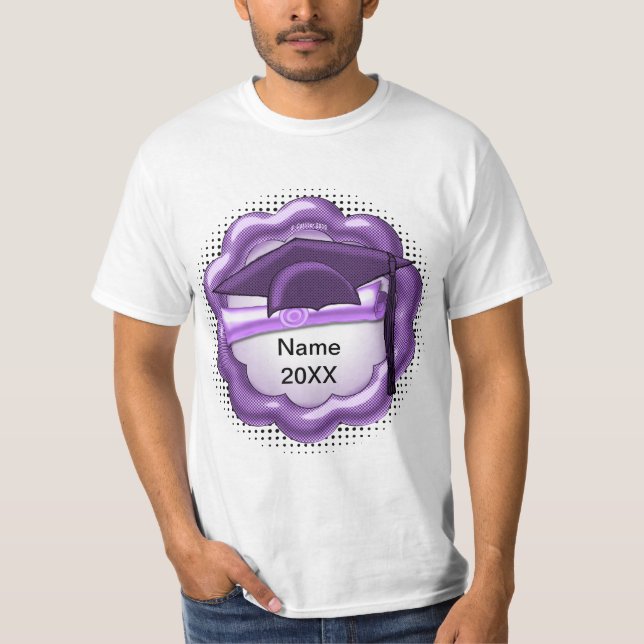 Lila Tone Grad Cap-Brauch T-Shirt (Vorderseite)