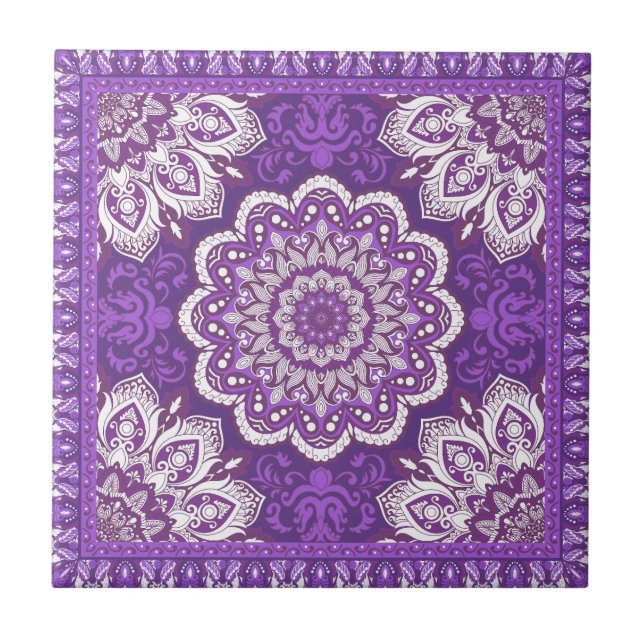 Lila Töne in islamischem Muster Keramik Tile Fliese (Vorderseite)
