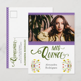 Lila traditionelles Mexiko Blumenkohl Foto Quincea Einladungspostkarte