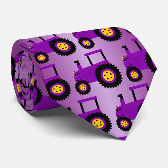 Lila Traktor Design Krawatte (Gerollt)