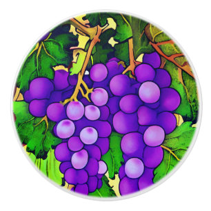 Lila Trauben an der Weinrebe  Keramikknauf