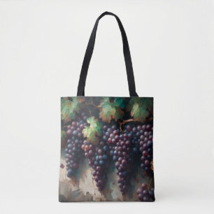 Lila Trauben auf dem Weinölgemälde Tasche