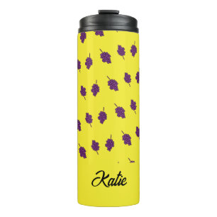Lila Trauben personalisiert gelb Thermosbecher
