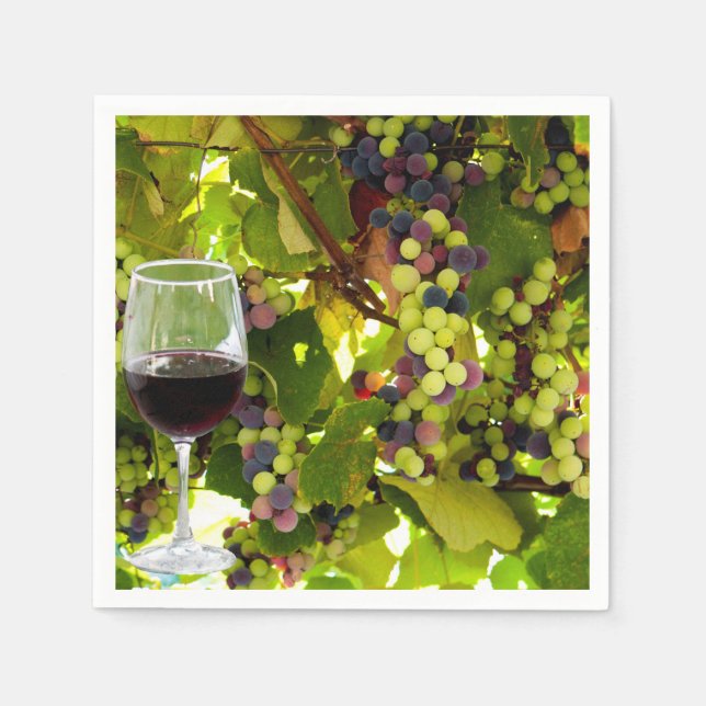 Lila Trauben Weinbau mit Wineglass Serviette (Vorderseite)