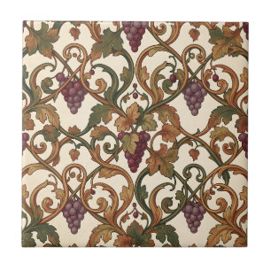 Lila Traubencluster Vintage-Botanik Fliese