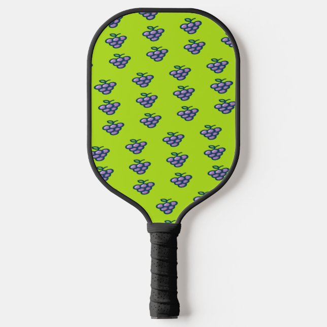 Lila Traubenmuster auf grün Pickleball Schläger (Vorderseite)