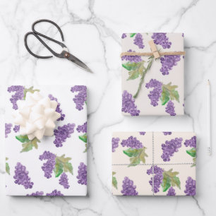 Lila Traubenwasser Handgemalt Geschenkpapier Set