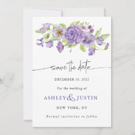 Lila Träume stilvolle Hochzeitsflorale Save The Date
