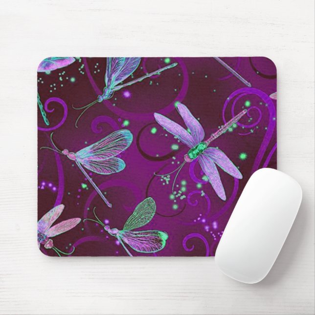 Lila Träume von Libellen Mousepad (Mit Mouse)