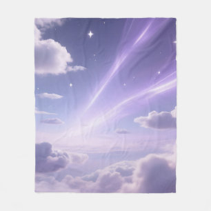 Lila Traumhimmel Aurora Wolken Sterne Fleecedecke