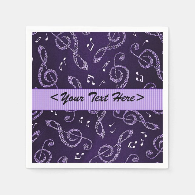 Lila Treble Clefs Stilvoll für Napkins personalisi Serviette (Vorderseite)