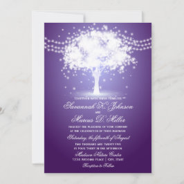 Lila Tree String Lights Hochzeitseinladungen Einladung