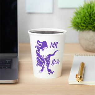 Lila Trex zum Boss Dino Pappbecher