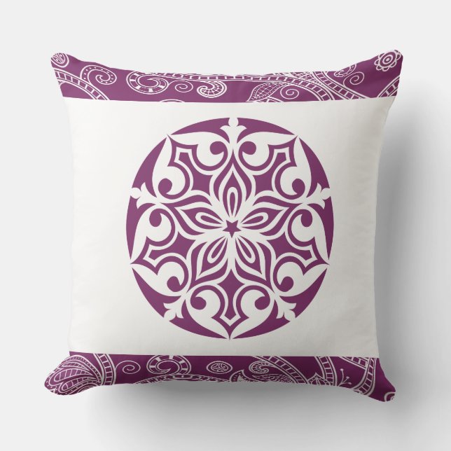 Lila TRIBAL CIRCLE Retro-Kissen Kissen (Vorderseite)