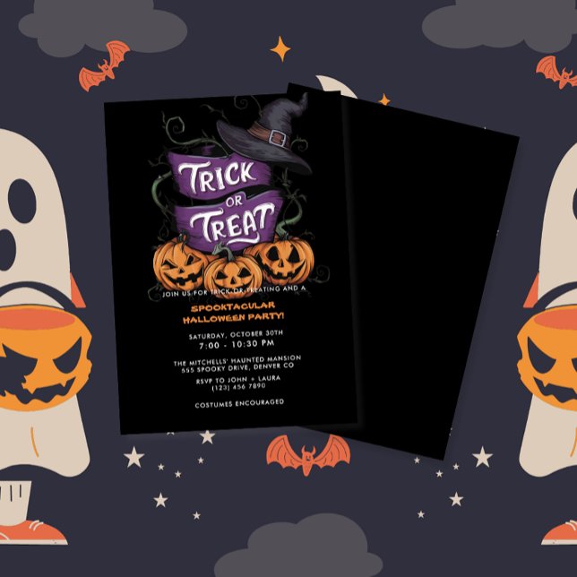 Lila Trick oder Behandlung Spooktacular Halloween- Einladung (Von Creator hochgeladen)