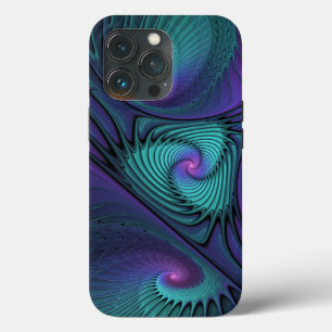 Lila trifft Türkis Moderne Abstrakte Fraktal Kunst Case-Mate iPhone Hülle