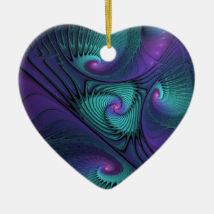 Lila trifft Türkis Moderne Abstrakte Fraktal Kunst Keramik Ornament