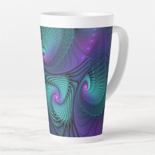 Lila trifft Türkis Moderne Abstrakte Fraktal Kunst Milchtasse