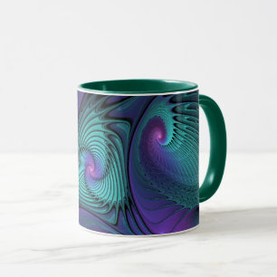 Lila trifft Türkis Moderne Abstrakte Fraktal Kunst Tasse