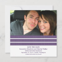 Lila Triple-Streifen-Foto-Save-the-Date-Einladung