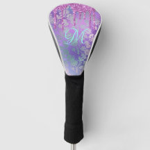 Lila Tropfen Glitzer, Monogramm, Golf Head Cover