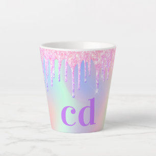Lila Tropfen monogramm Milchtasse