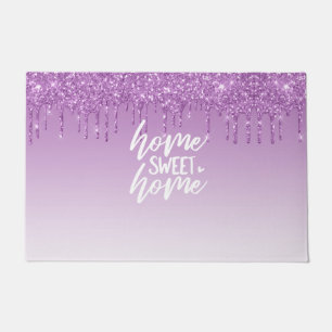 Lila tropfender Glitter   Zuhause ist es am schöns Fußmatte