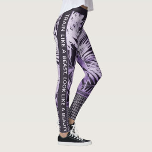 Lila tropische Blätter Glitzer & quote stilvoll Leggings
