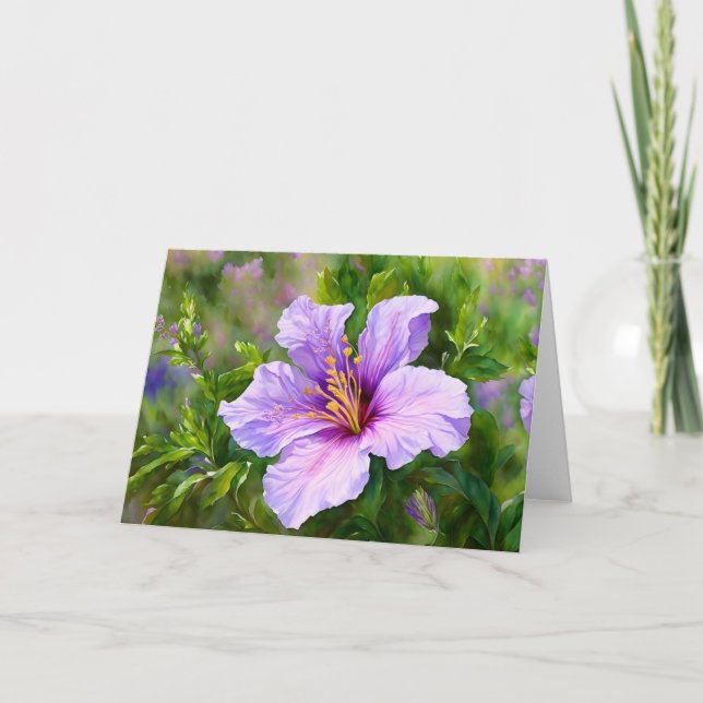 Lila Tropische Blume Florentiner Art Karte (Vorderseite)