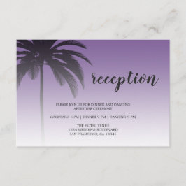Lila tropischer Palm Tree Beach Hochzeitsfeier Emp Begleitkarte