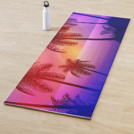 Lila tropischer Strand bei Sonnenuntergang Yogamatte