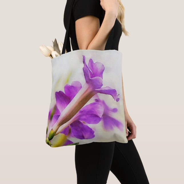 Lila Trumpet Blume Wasserfarben Kunst, Dichtung un Tasche (Von Nahem)