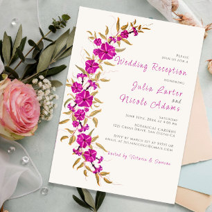 Lila Trumpet Blumengarten Hochzeitsempfang Einladung