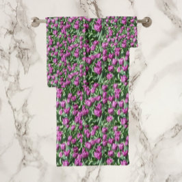 Lila Tulip Bloms Blumenbadehandtuch Badhandtuch Set
