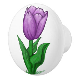 Lila Tulip Blume Keramik Knochen Keramikknauf