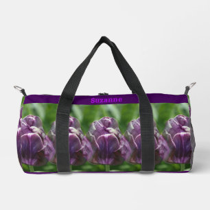 Lila Tulip-Blume Personalisiert Duffle Bag