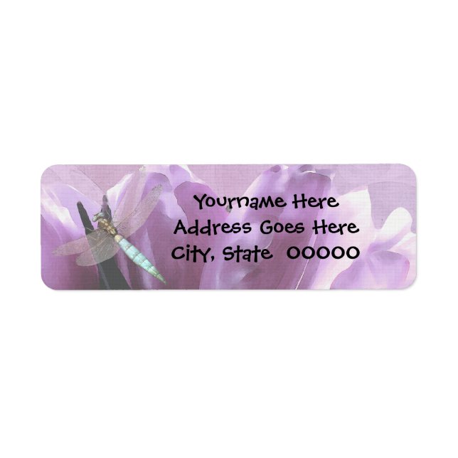 Lila Tulip Dragonfly-Rücksendeadressen-Aufkleber (Vorne)