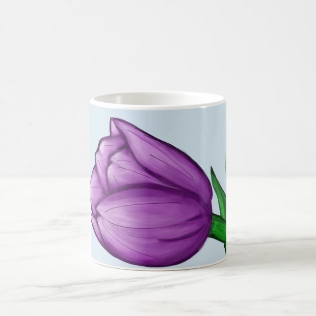 Lila Tulip Floral Liebe Personalisiert Blaue Tasse (Mittel)