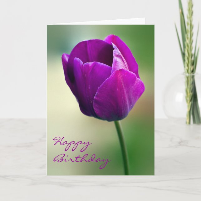 Lila Tulip Geburtstagskarte Karte (Vorderseite)