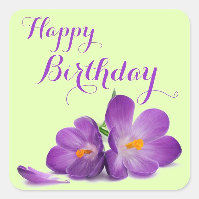 Lila Tulip Happy Birthday Stickers (Vorderseite)