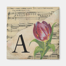 Lila Tulip Sheet Music Monogram Initial A
