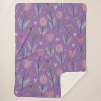Lila Tulip Sherpa Blanket Sherpadecke