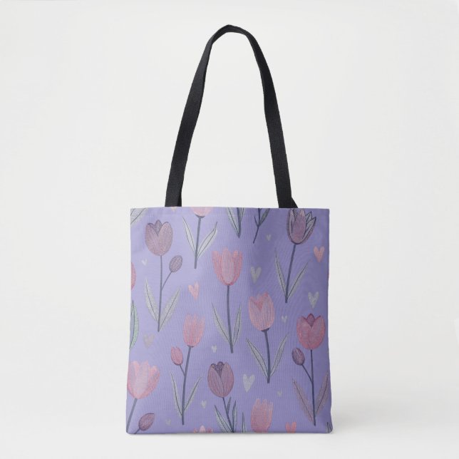 Lila Tulip Tote Bag Tasche (Vorderseite)