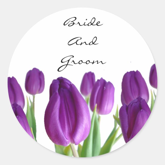 Lila Tulip Wedding Umschlag Aufkleber (Vorderseite)