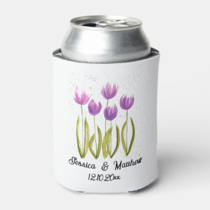 Lila Tulips Blumenfrühling Rustikale Hochzeiten Dosenkühler