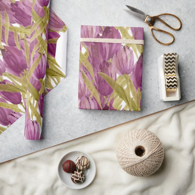 Lila Tulips Frische Pasta machen Geschenkpapier (Kunsthandwerk)