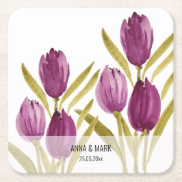 Lila Tulips Frische Pasta machen Rechteckiger Pappuntersetzer