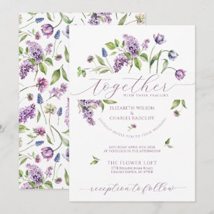 Lila Tulips & Frühlingsblumen Einladung Hochzeit