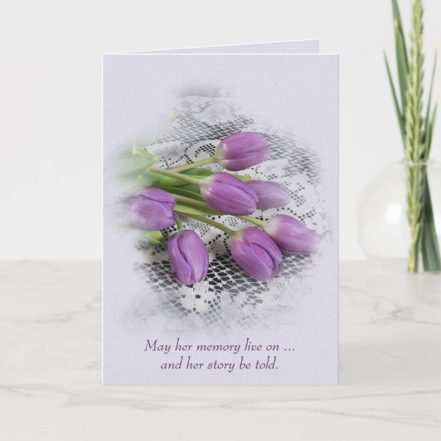 Lila Tulips für das Spitzen-Beileid Karte (Vorderseite)